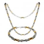 Two tone Steel and Gold PVD Necklace and Bracelet 